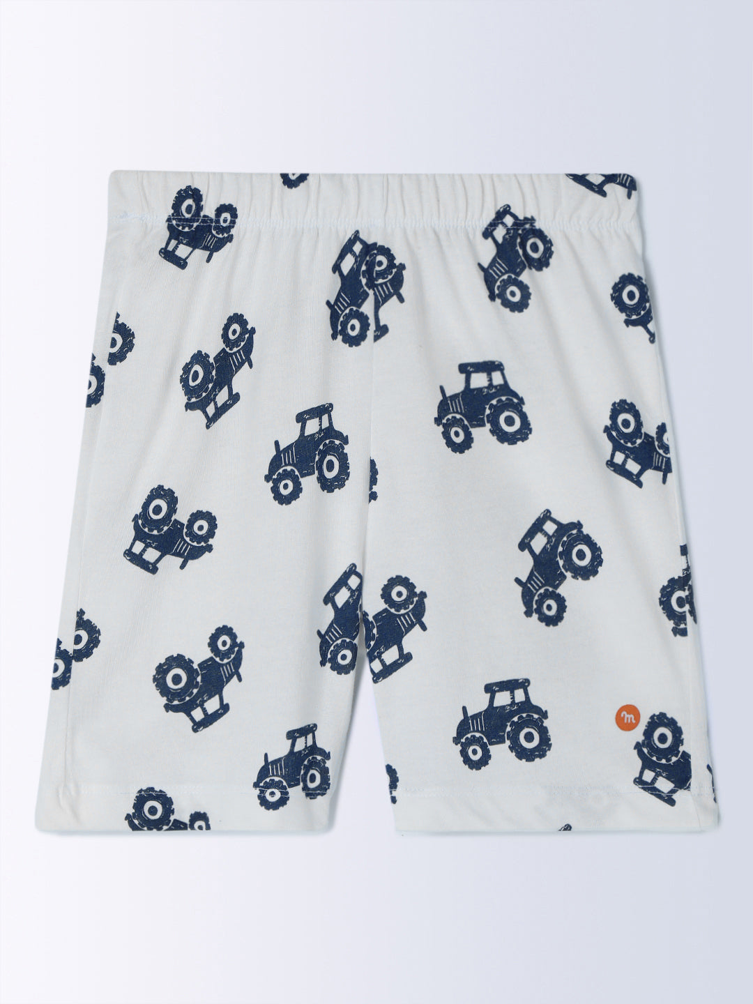 Milou Cotton Half Sleeves Bio Washed Printed Homewear T-Shirt And Shorts Set - White