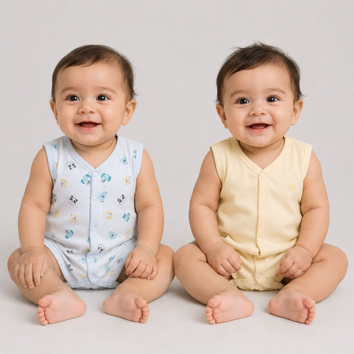 Milou Baby Cotton Sleeveless Romper Pack of 2