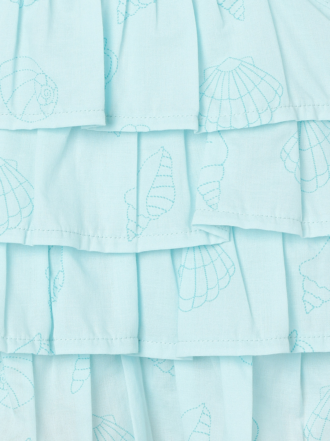 Milou Girls Flared Top & Shorts Co-ord Set Sky Blue Set