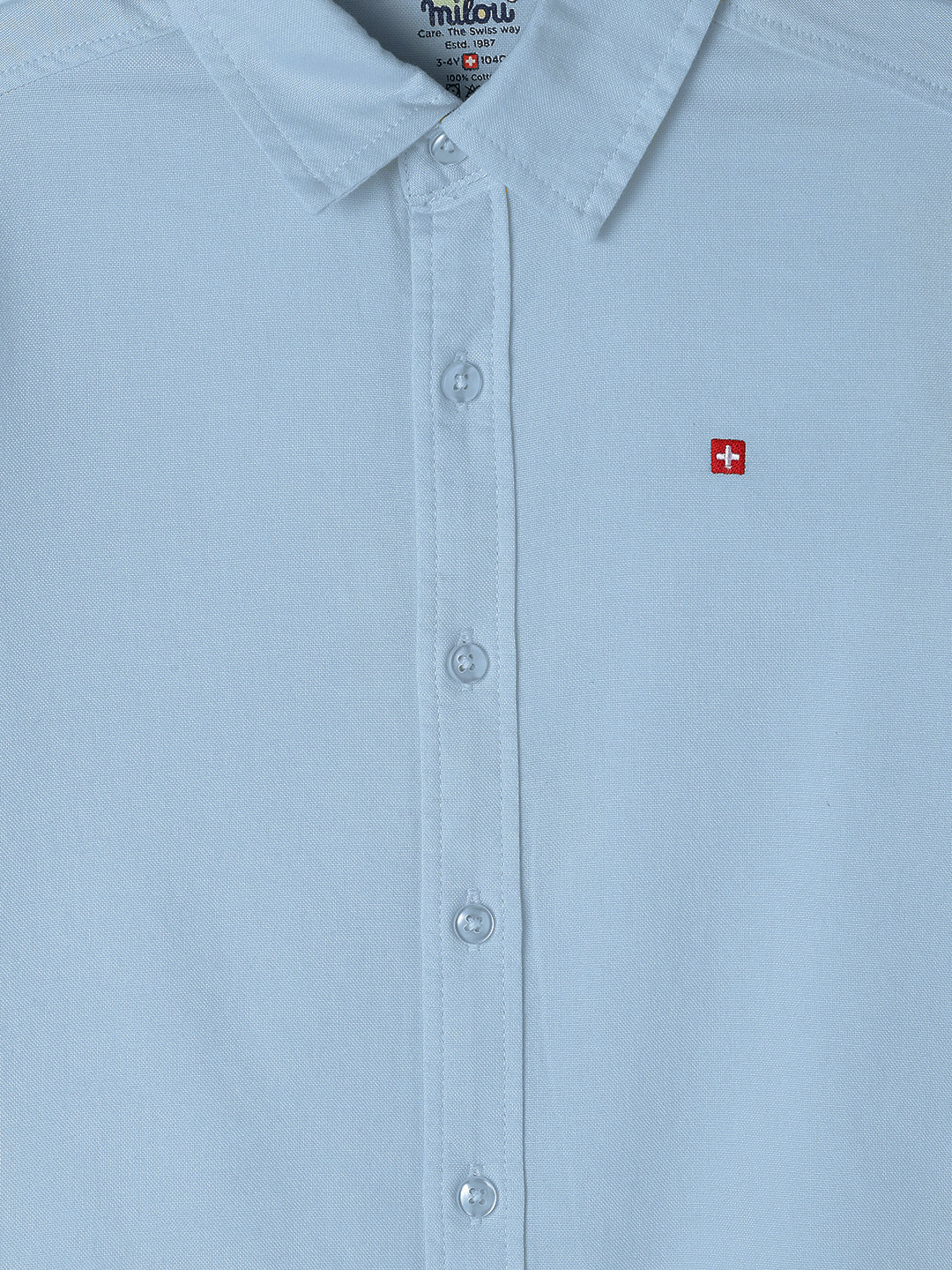 Milou Kids Cotton Full Sleeves Solid Bio Washed Shirt for Boys SH-CU008