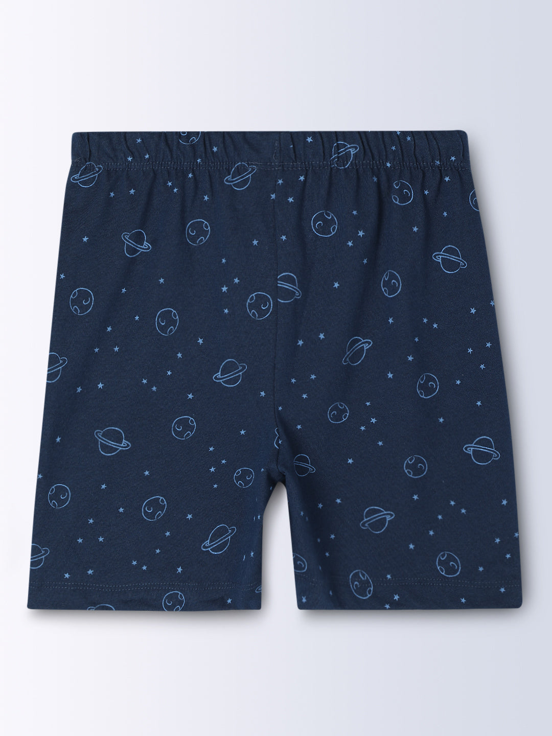 Milou Cotton Half Sleeves Bio Washed Printed Homewear T-Shirt And Shorts Set - Navy
