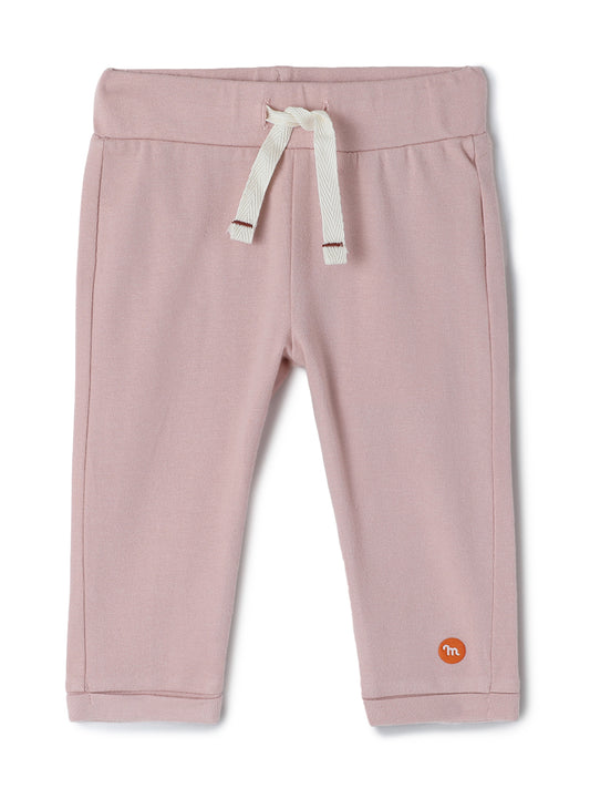 Milou Kids Cotton Solid Full Length Bio Washed Pants for Girls -Pink