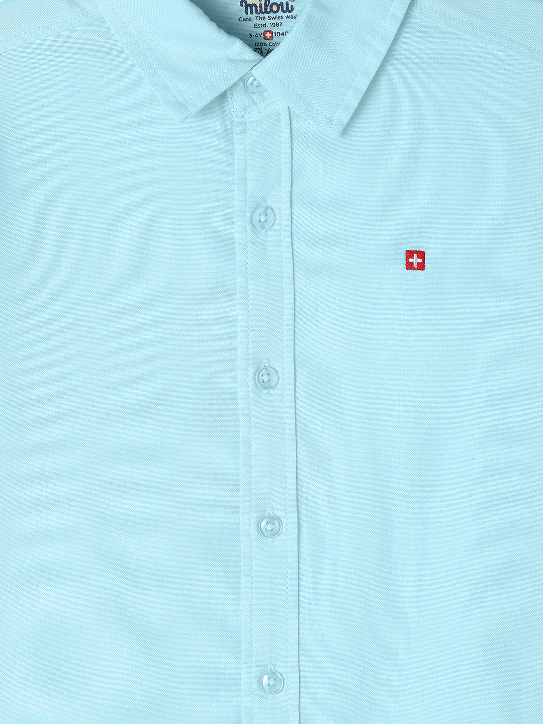 Milou Kids Cotton Full Sleeves Solid Bio Washed Shirt for Boys SH-CU008