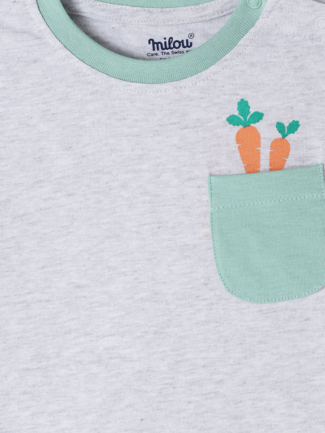 Milou Kids Cotton Bio Washed Half Sleeve Solid Bio Washed Tshirt & Shorts Co-ord Set for Boys - White & Green