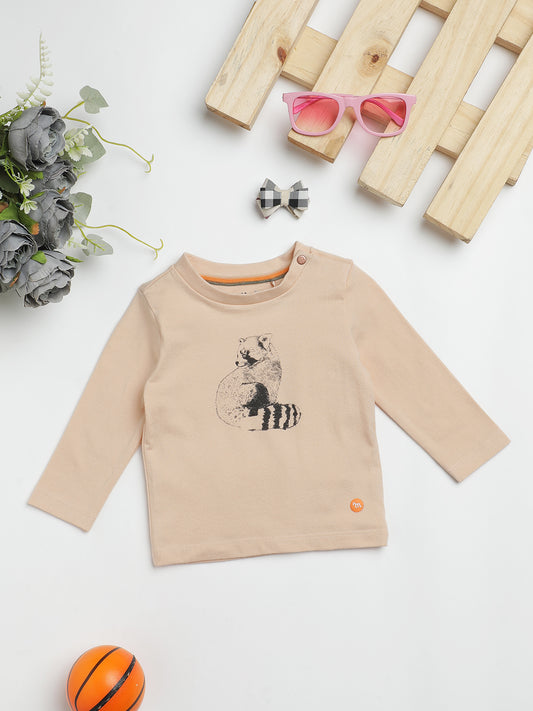 Milou Kids Cotton Full Sleeve Bio Washed T-Shirt for Boys -Light Pink