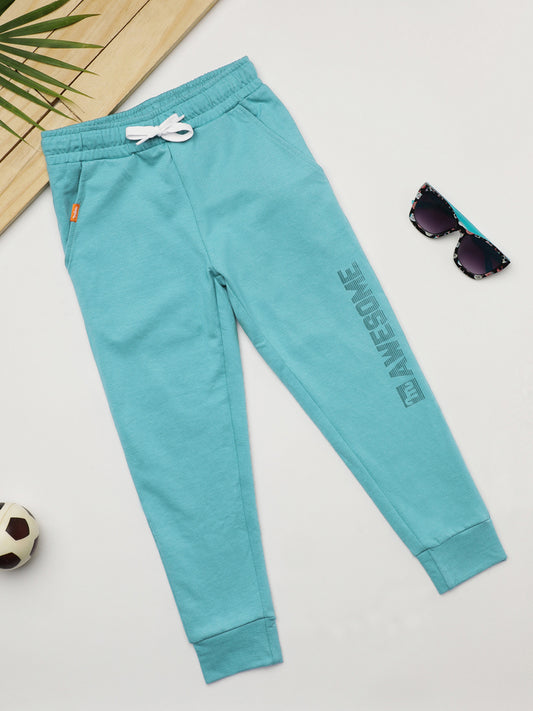 Milou Kids Cotton Solid Bio Washed Joggers for Boys - Green