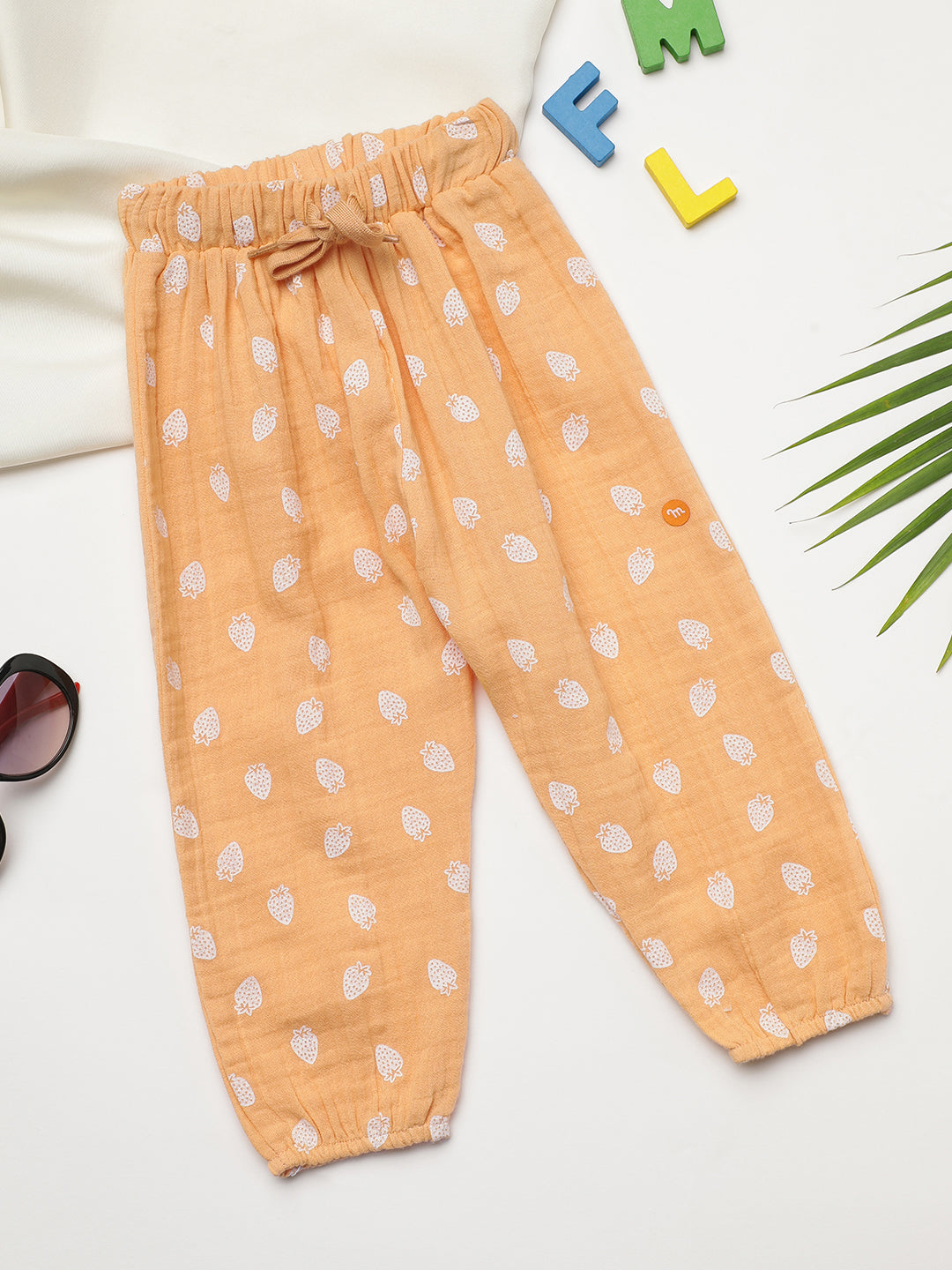 Milou Cotton Full Length Printed Pant - Orange
