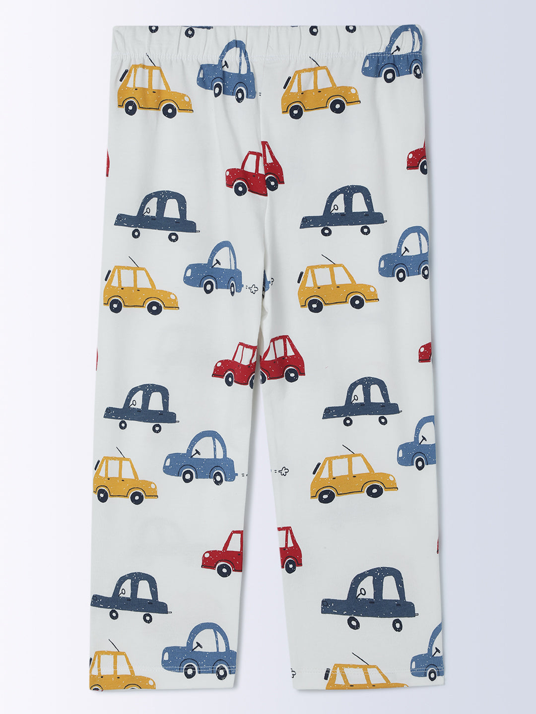 Milou Cotton Half Sleeves Bio Washed Printed Homewear T-Shirt And Pajama Set - White