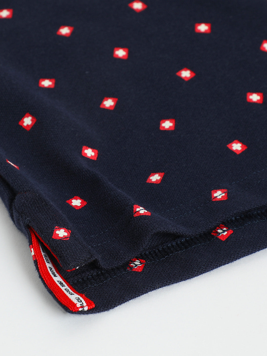 Milou Boys Half Sleeve Polo Neck T-Shirt Navy Blue Polka Print