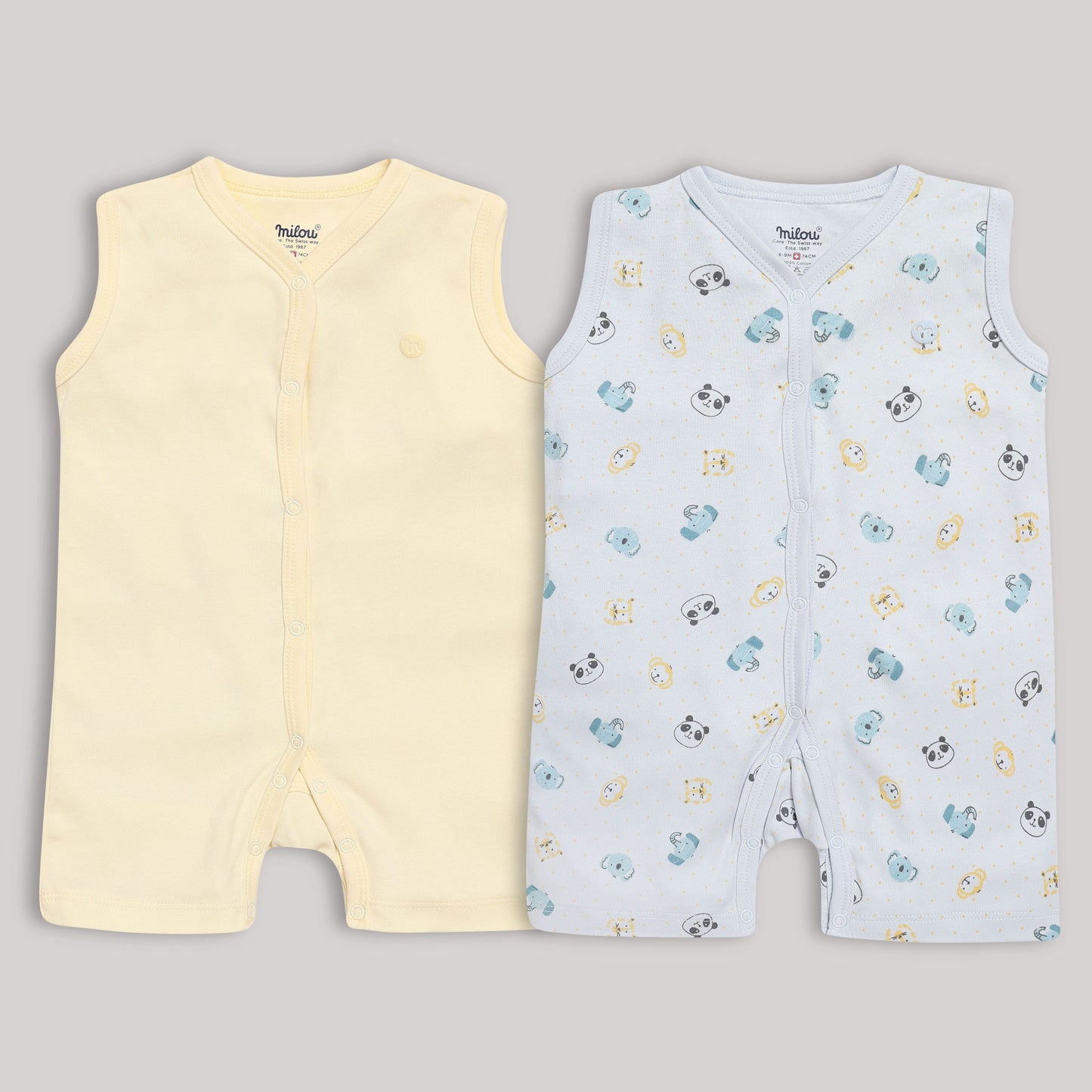 Milou Baby Cotton Sleeveless Romper Pack of 2
