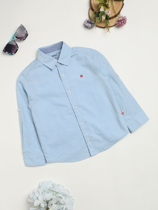 Milou Kids Cotton Full Sleeves Solid Bio Washed Shirt for Boys SH-CU008