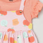 Milou Girls Cotton Printed Pinafore Set Pink Fruit Print Set
