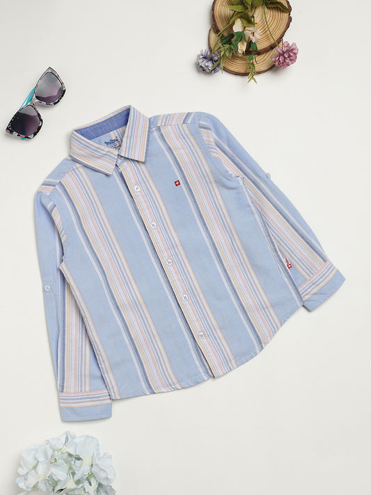 Milou Kids Cotton Full Sleeves Striped Bio Washed Shirt for Boys SH-CU005