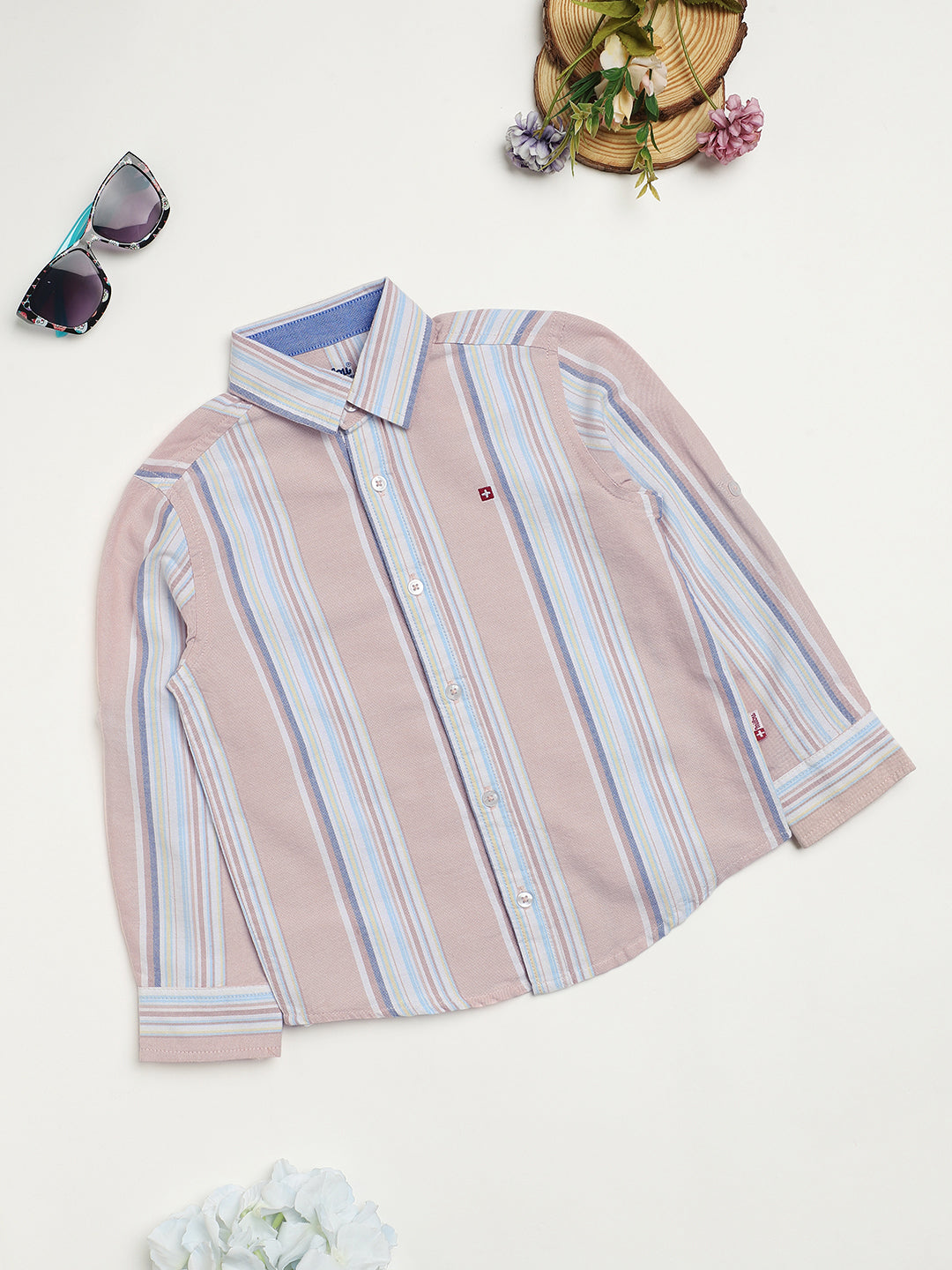 Milou Kids Cotton Full Sleeves Striped Bio Washed Shirt for Boys SH-CU005