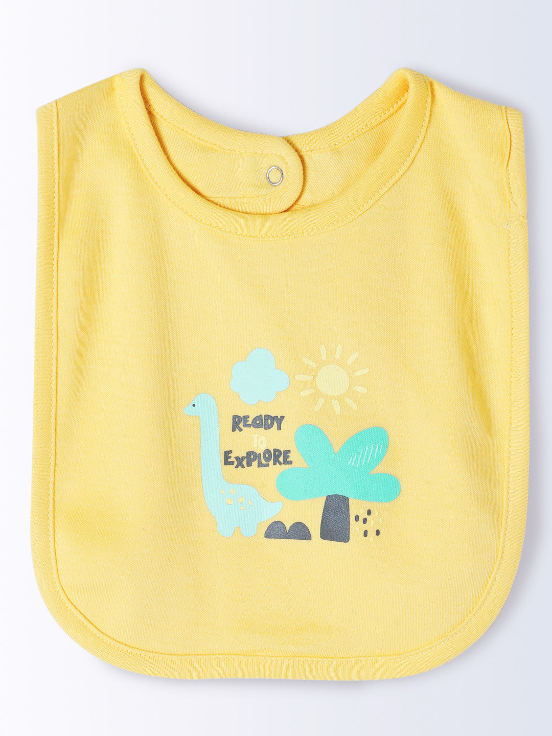 Milou Kids Cotton Bio Washed Self-Designed Printed Romper with Bib for Unisex - Light Green