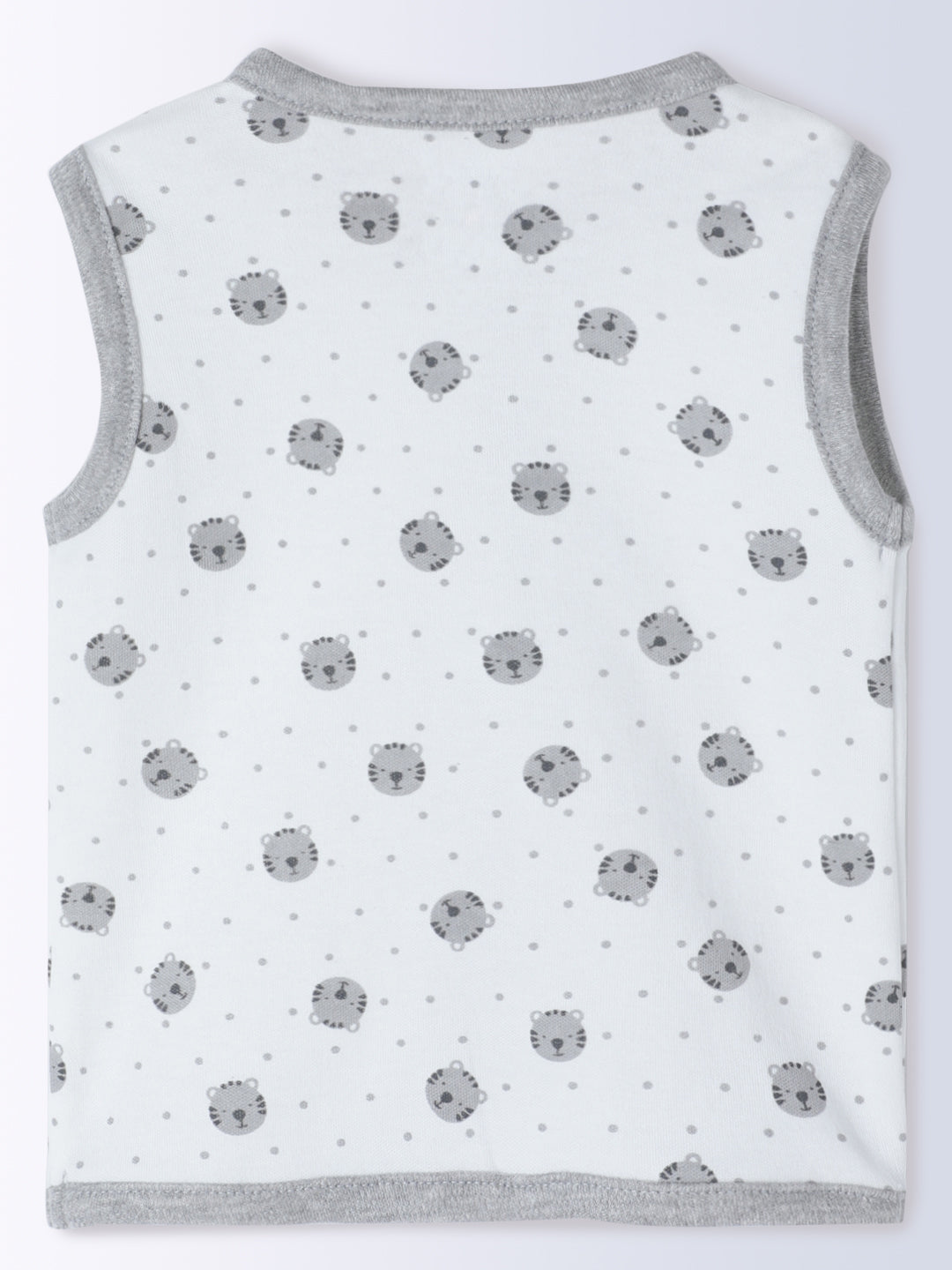 Milou Kids Cotton Bio Washed Bear Printed Pack of 3 Jabla for Boys & Girls - White