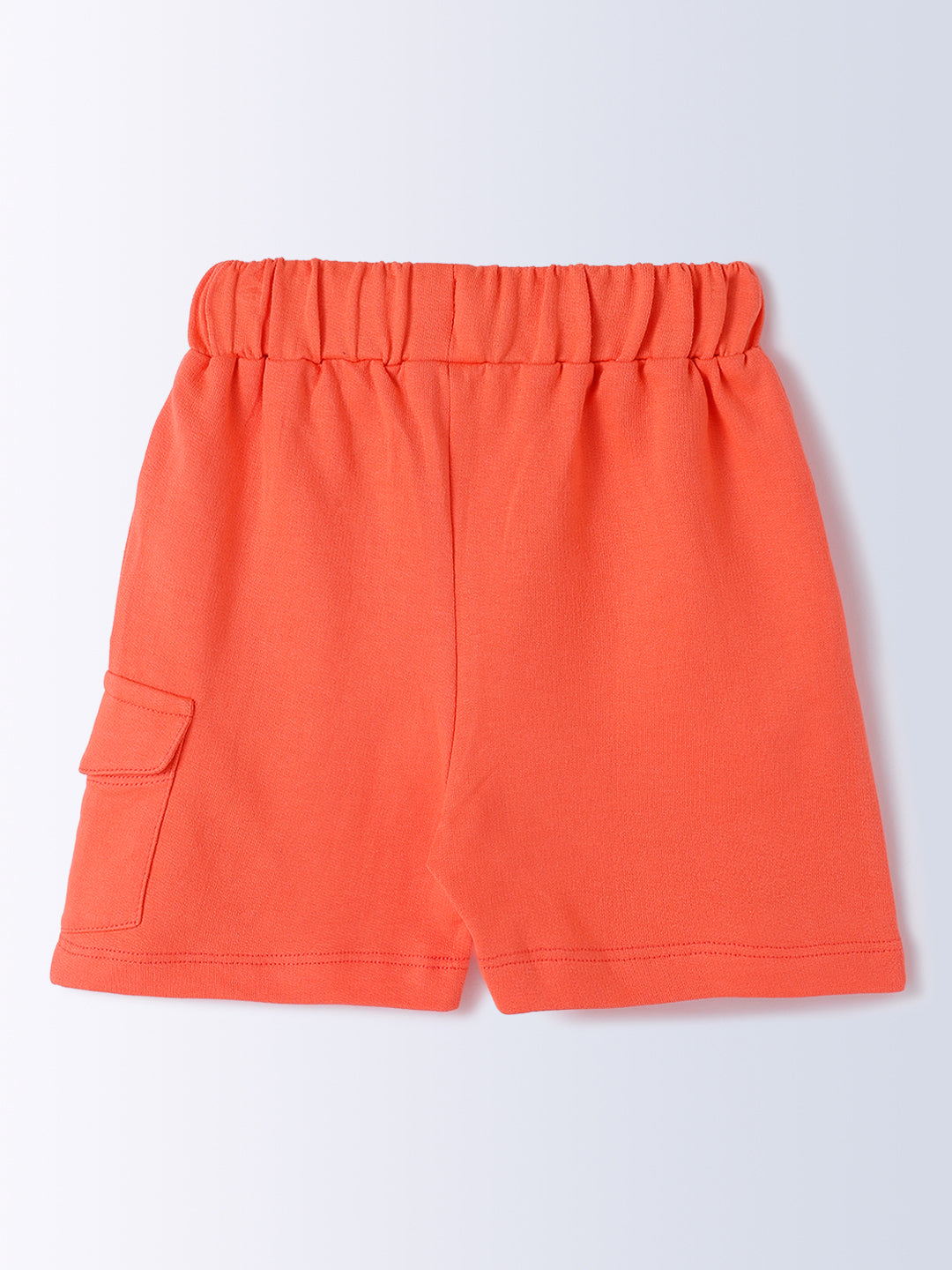 Milou Kids Cotton Solid Bio Washed Top & Shorts Co-ord Set for Girls - Peach & Grey