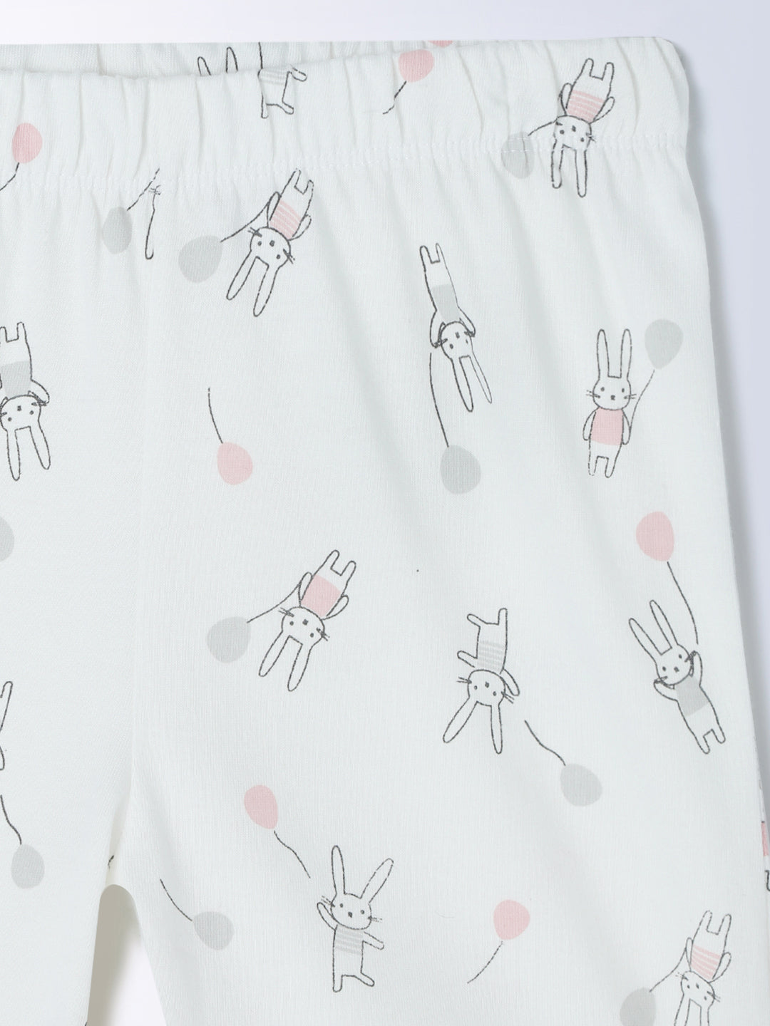 Milou Cotton Bio Washed Printed Short Sleeve Homewear T-Shirt And Pajama Set -Off White
