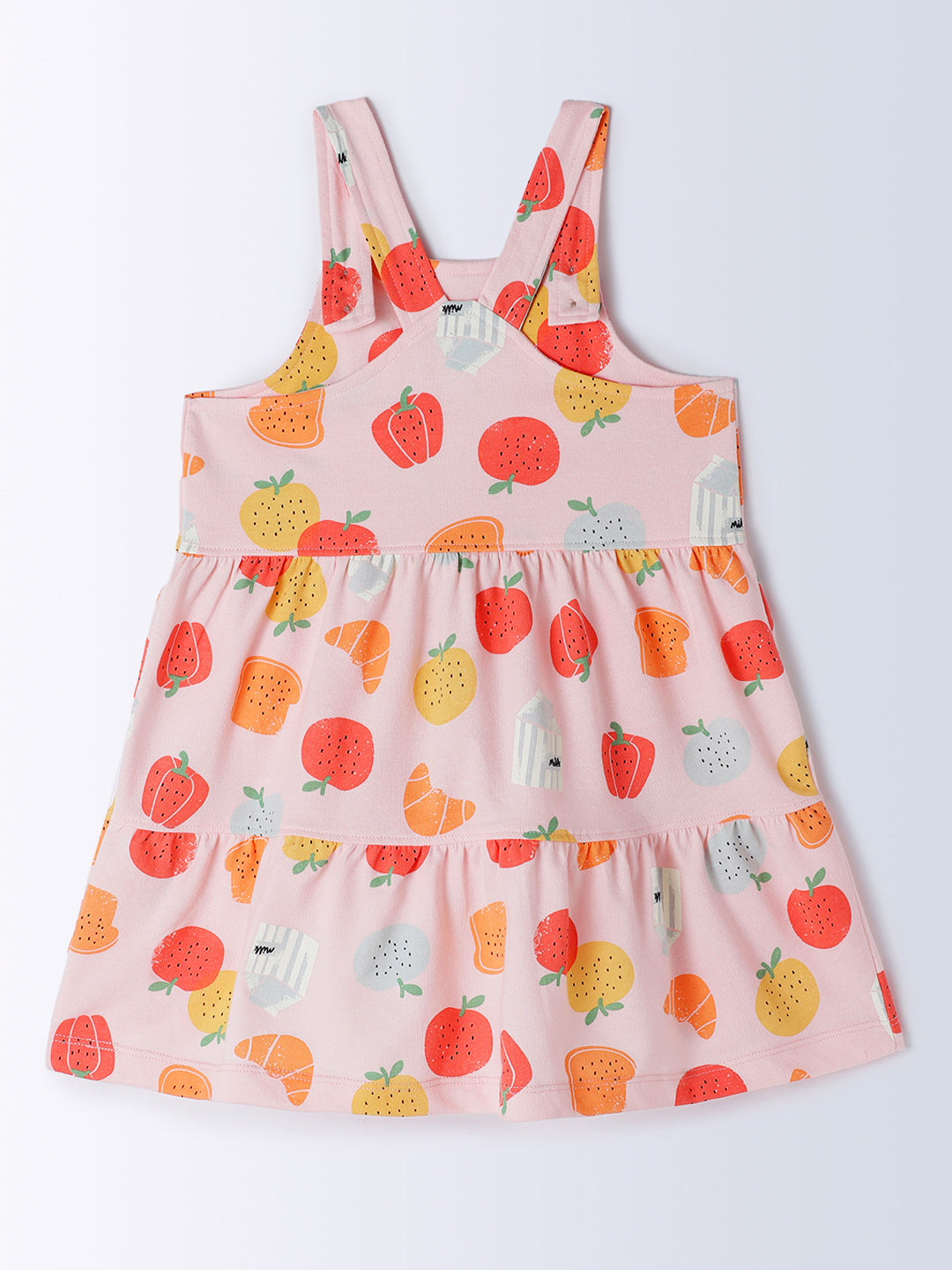 Milou Kids Cotton Bio Washed Printed Pinafore Set for Girls - Pink