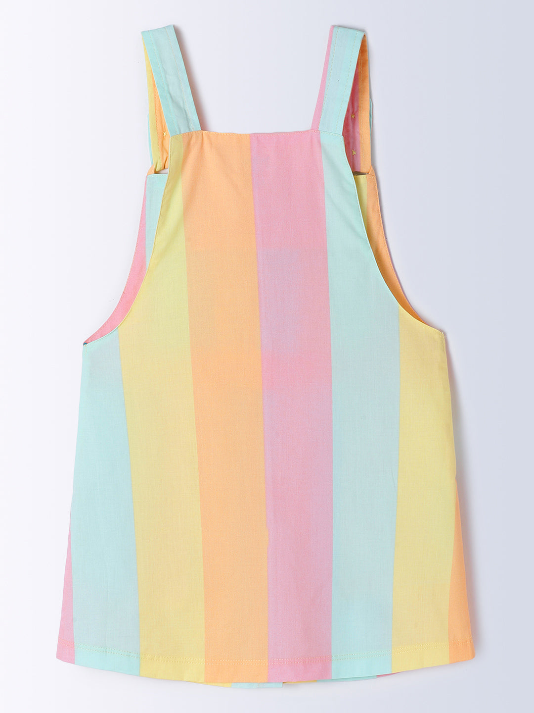 Milou Kids Cotton Self-Designed Solid Bio Washed Pinafore Set for Girls - White