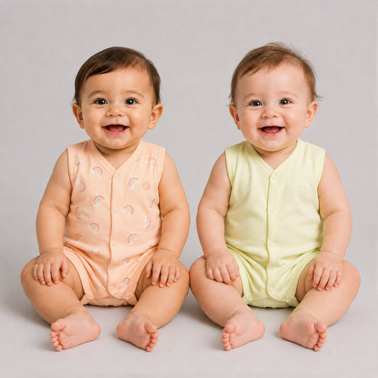 Milou Baby Cotton Sleeveless Romper Pack of 2