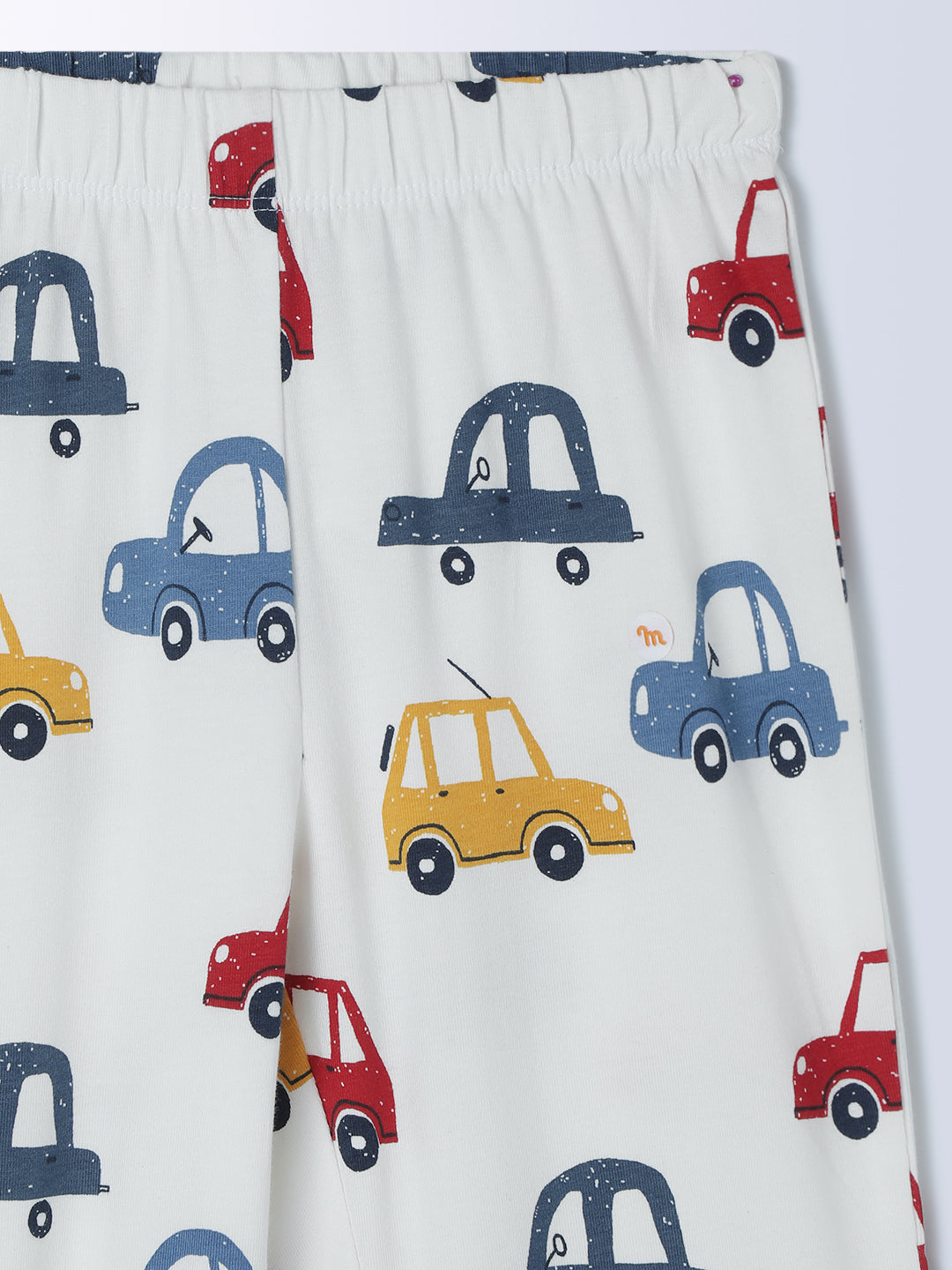 Milou Cotton Half Sleeves Bio Washed Printed Homewear T-Shirt And Pajama Set - White