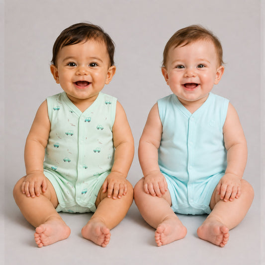 Milou Baby Cotton Sleeveless Romper Pack of 2