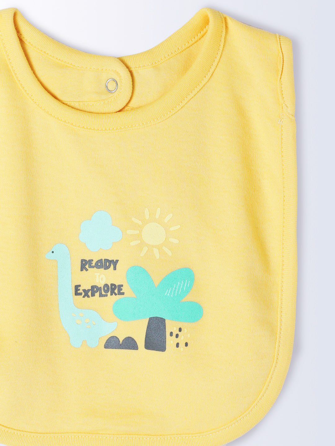 Milou Kids Cotton Bio Washed Self-Designed Printed Romper with Bib for Unisex - Light Green
