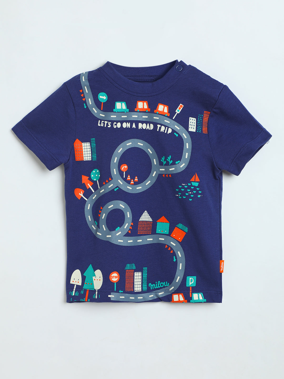 Milou Baby Boys Graphic T-Shirt Road Print Navy Blue