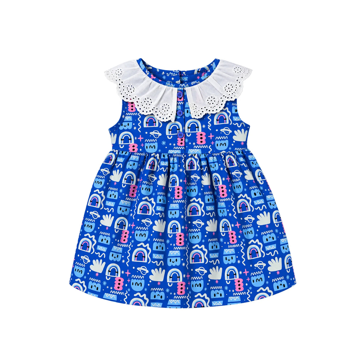 Milou Girls Peter Pan Collar A-Line Dress