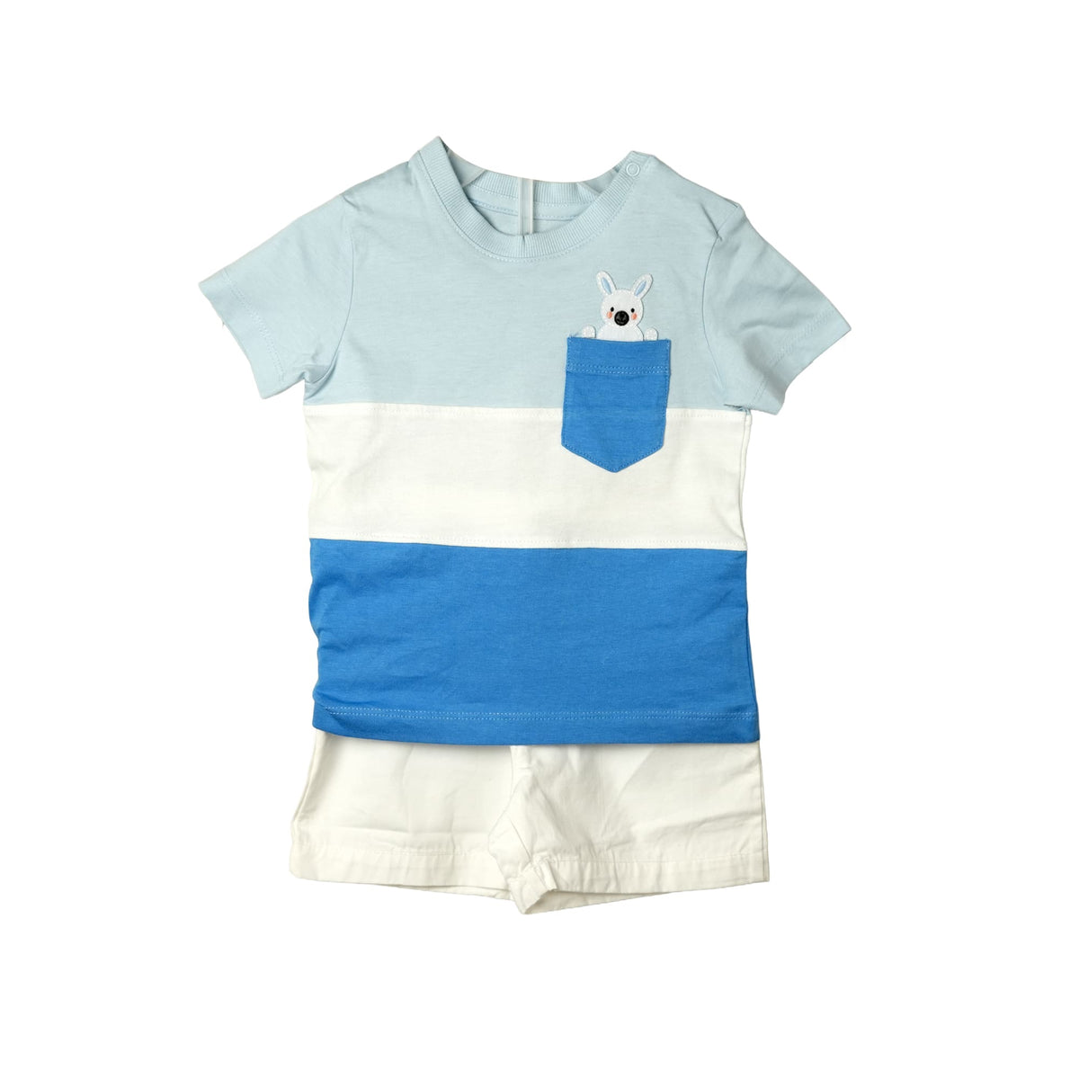Milou boys t-shirt and shorts co-ord set, blue, front flat lay