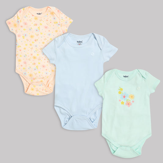 Milou Baby Cotton Short Sleeve Onseie Pack of 3 - Milou - Care. The Swiss Way