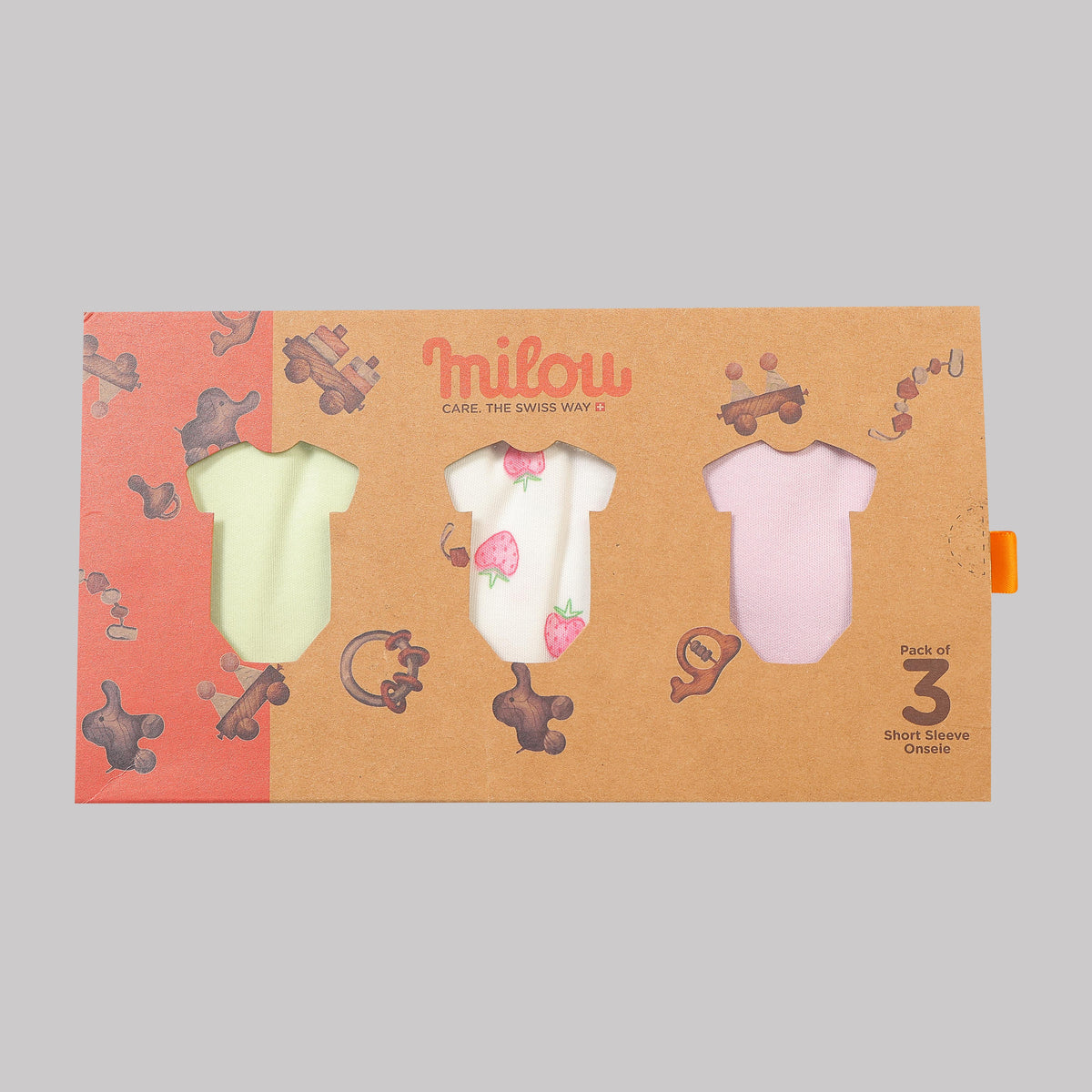 Milou Baby Cotton Short Sleeve Onseie Pack of 3 - Milou - Care. The Swiss Way