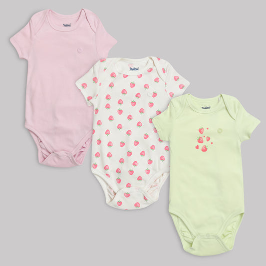 Milou Baby Cotton Short Sleeve Onseie Pack of 3 - Milou - Care. The Swiss Way