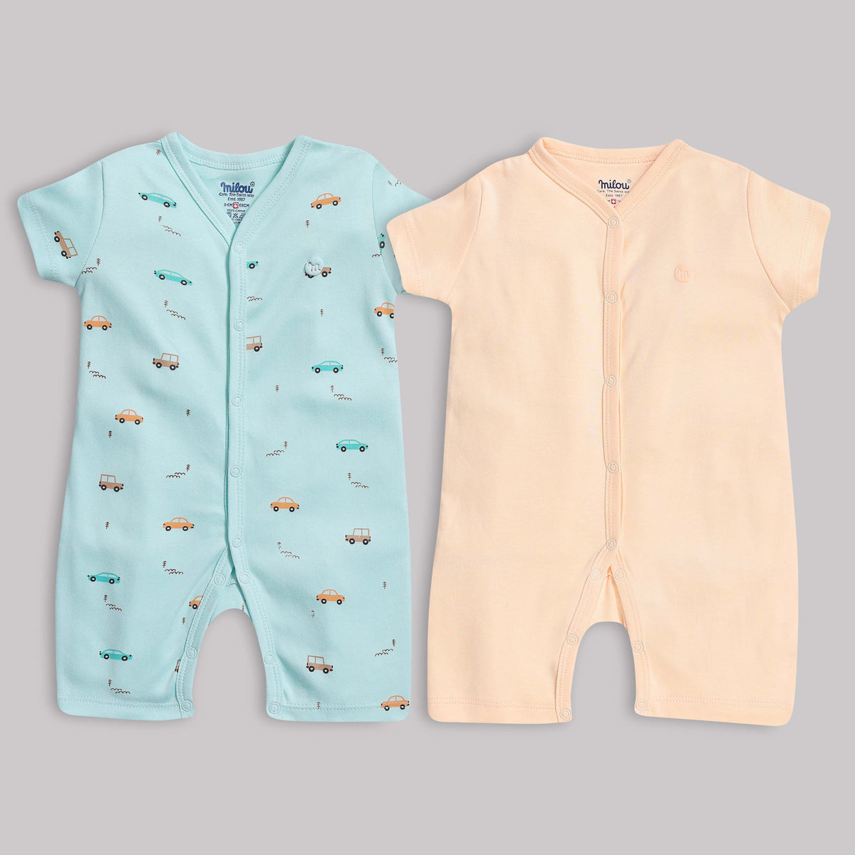 Milou Baby Cotton Short sleeve Romper Pack of 2 - Milou - Care. The Swiss Way Milou - Care. The Swiss Way