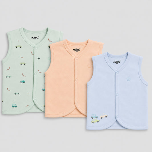 Milou Baby Cotton Sleeveless Jabla Pack of 3 - Milou - Care. The Swiss Way