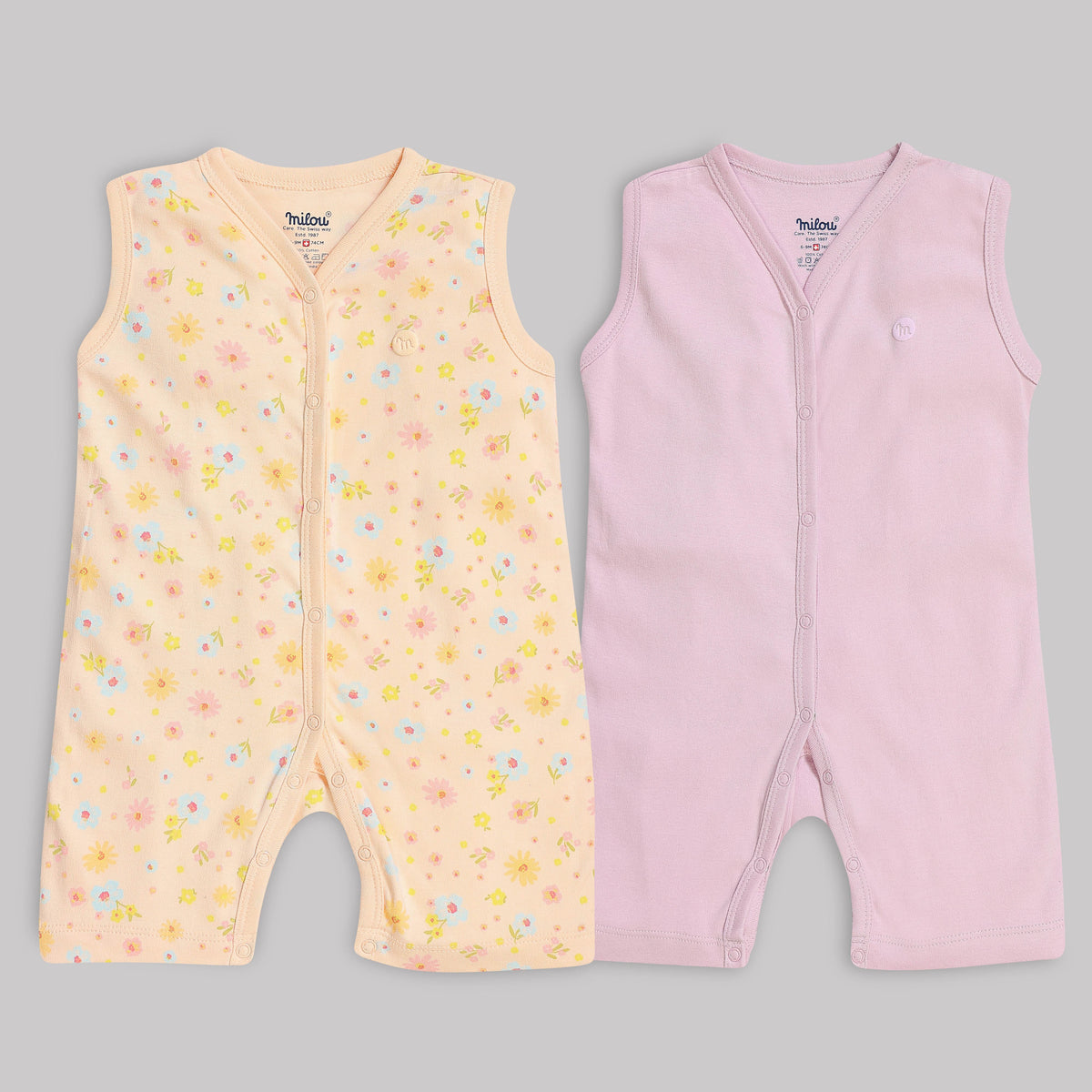 Milou Baby Cotton Sleeveless Romper Pack of 2 - Milou - Care. The Swiss Way Milou - Care. The Swiss Way