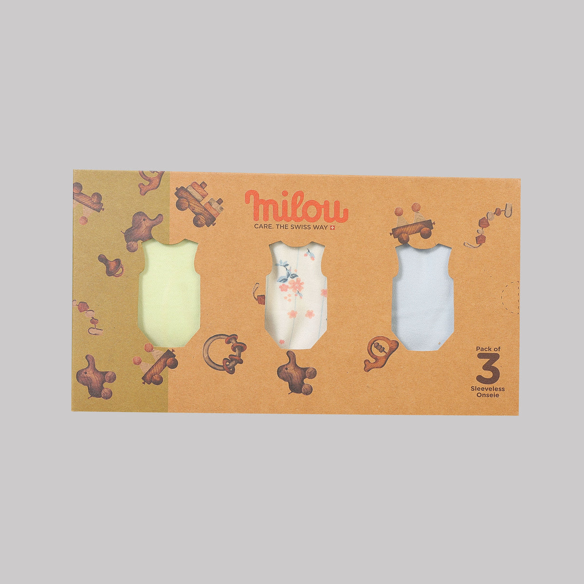 Milou Baby Cotton Sleeveless Onseie Pack of 3 - Milou - Care. The Swiss Way Milou - Care. The Swiss Way