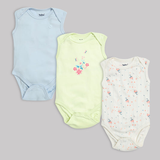 Milou Baby Cotton Sleeveless Onseie Pack of 3 - Milou - Care. The Swiss Way