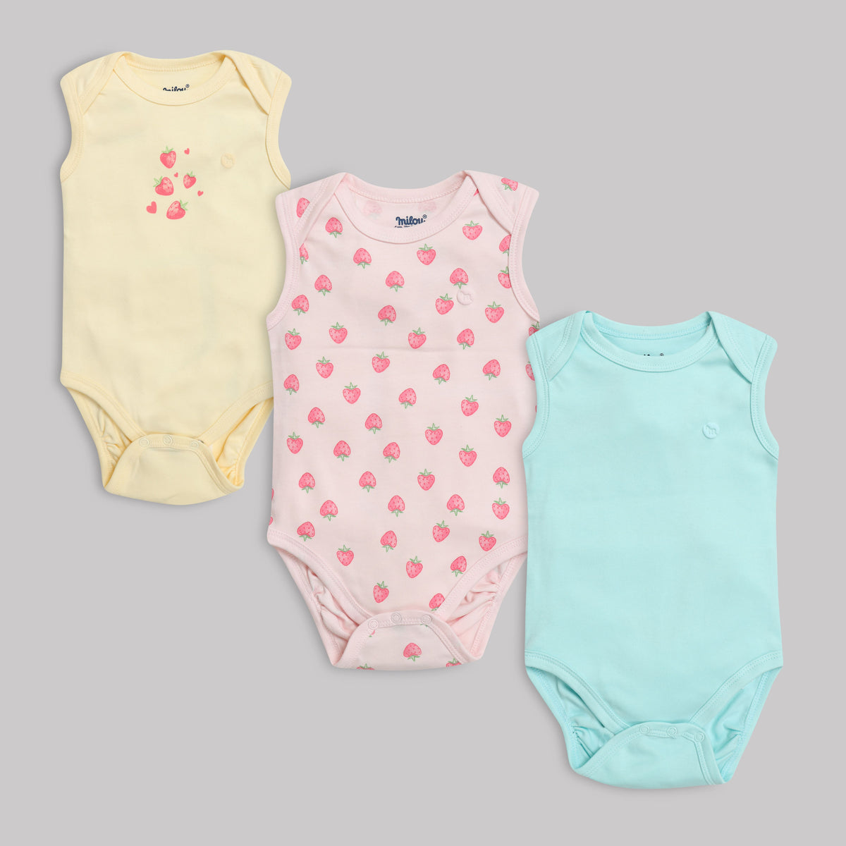 Milou Baby Cotton Sleeveless Onseie Pack of 3 - Milou - Care. The Swiss Way Milou - Care. The Swiss Way
