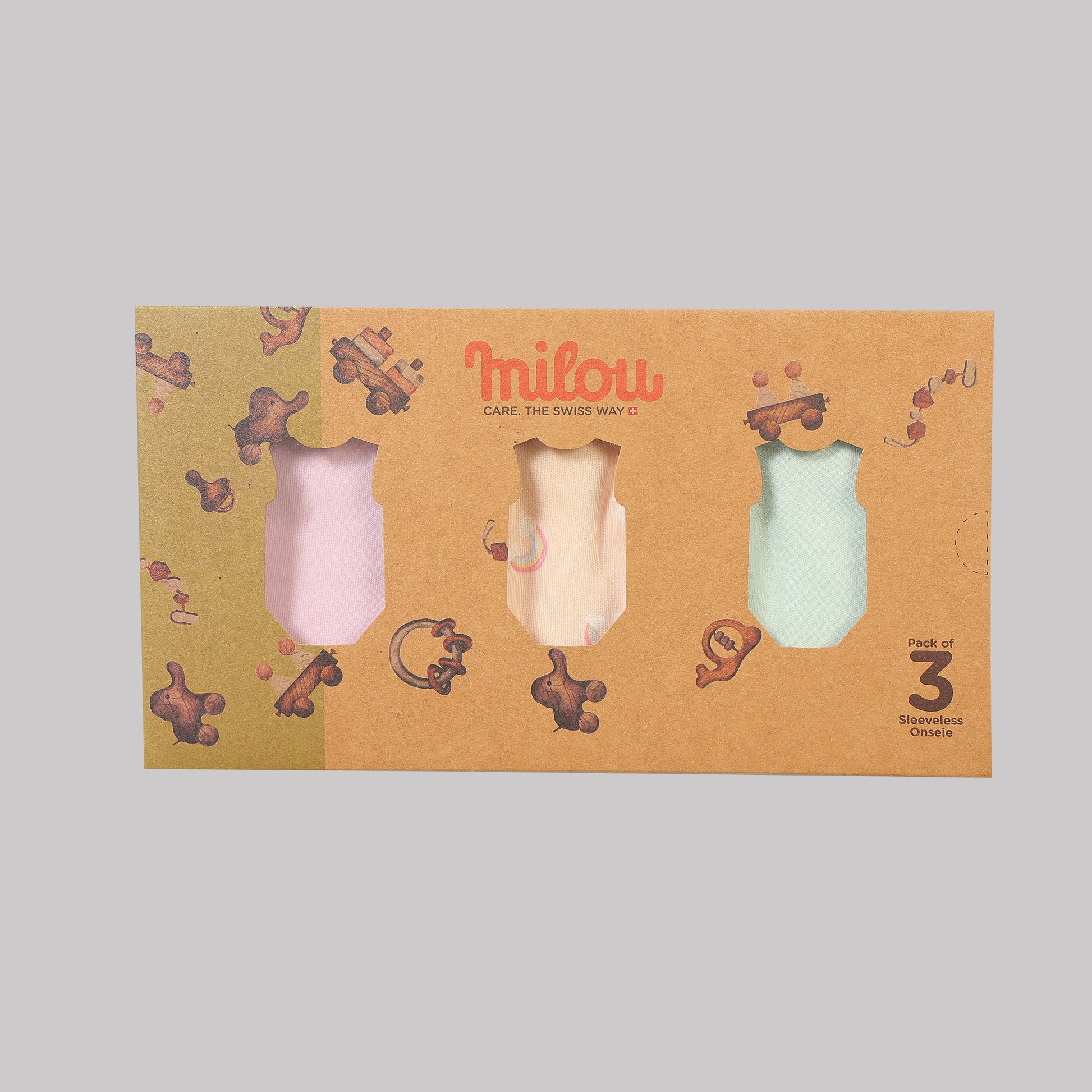 Milou Baby Cotton Sleeveless Onseie Pack of 3 - Milou - Care. The Swiss Way Milou - Care. The Swiss Way