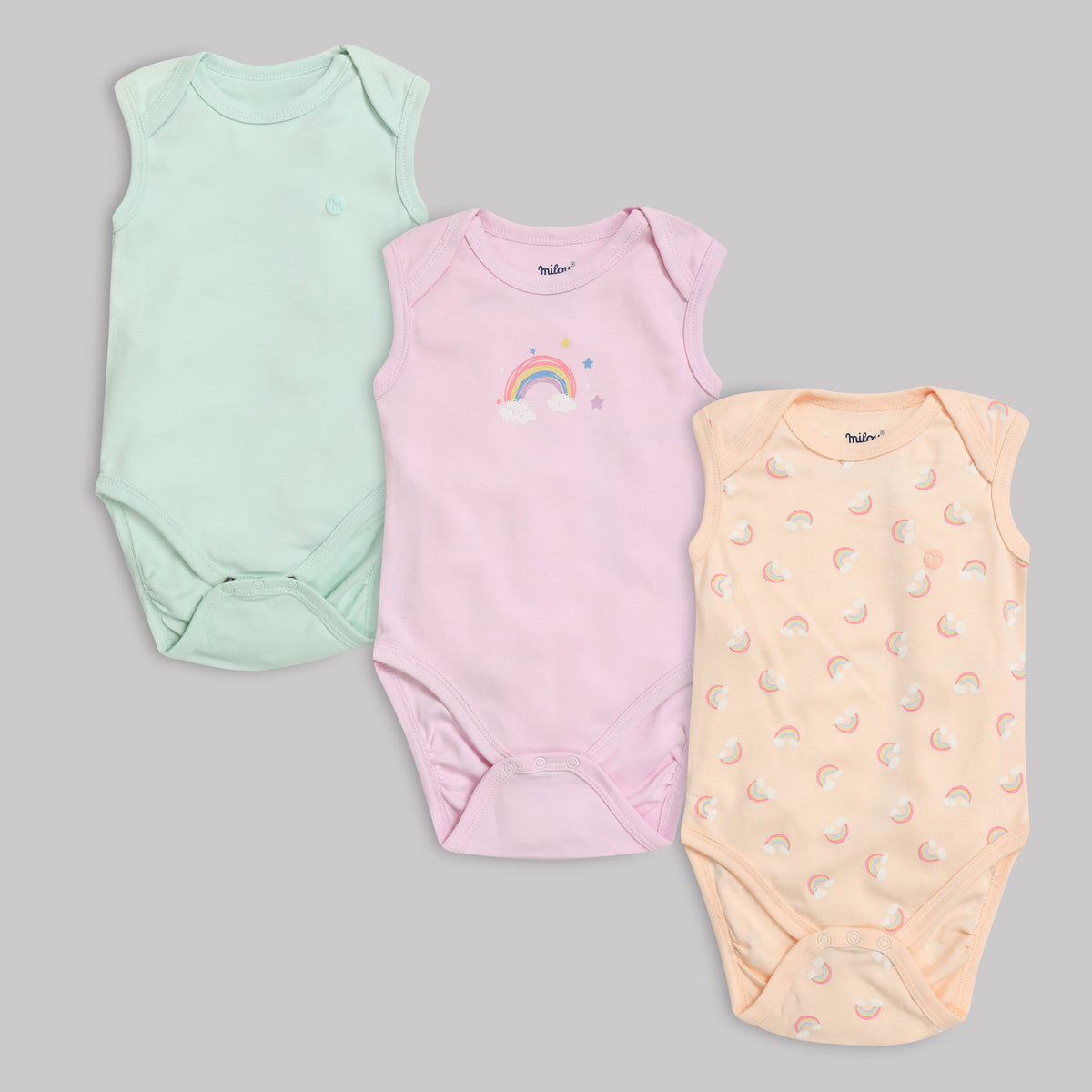 Milou Baby Cotton Sleeveless Onseie Pack of 3 - Milou - Care. The Swiss Way