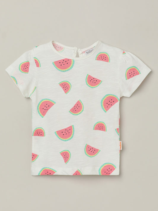 Milou Baby Girl  Watermelon All-Over Print  Short Sleeve T-Shirt - Milou - Care. The Swiss Way