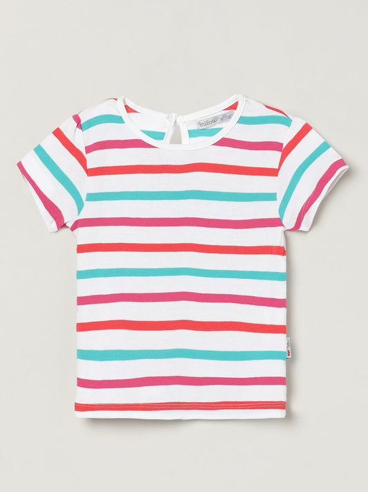 Milou Baby Girls Multi- Colour Striped Short Sleeve Graphic T-Shirt - Milou - Care. The Swiss Way