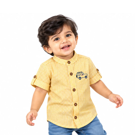 Milou Boys S/S Band Collar Shirt - Milou - Care. The Swiss Way