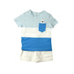Milou boys t-shirt and shorts co-ord set, blue, front flat lay