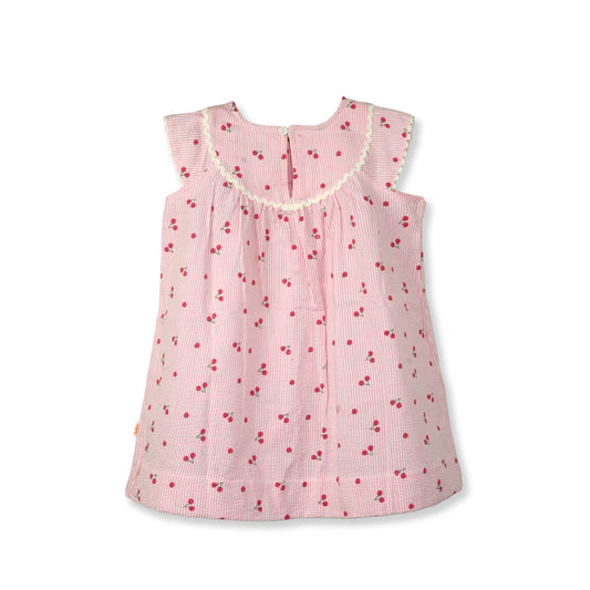 Milou Girls Aline Dress in pink floral print - front view