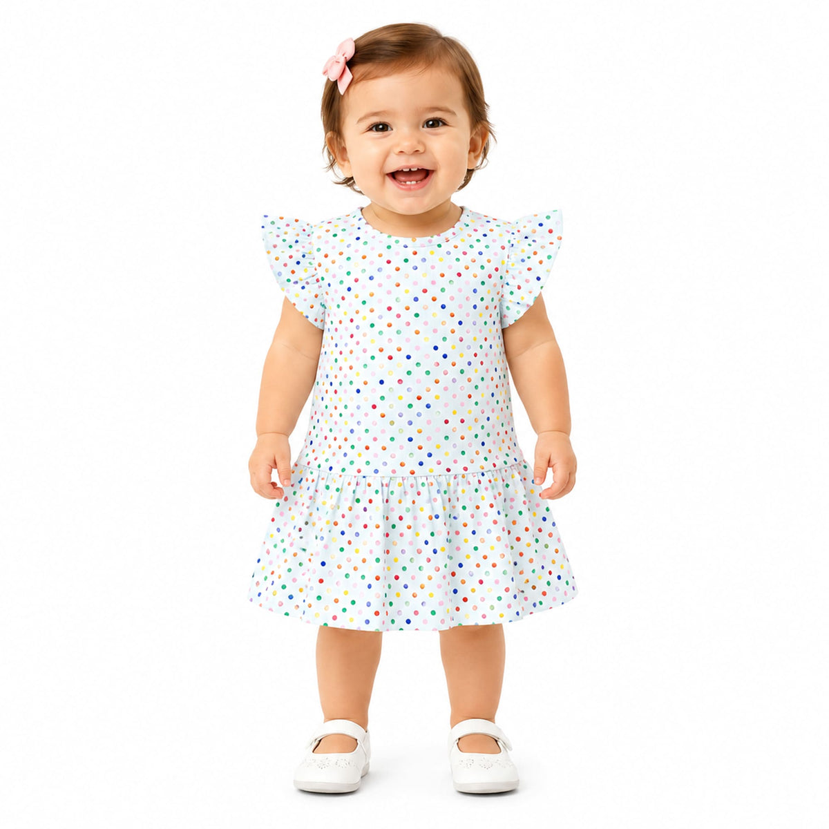 Milou Girls Flutter-Sleeve Polka Dot Dress - Milou - Care. The Swiss Way Milou - Care. The Swiss Way