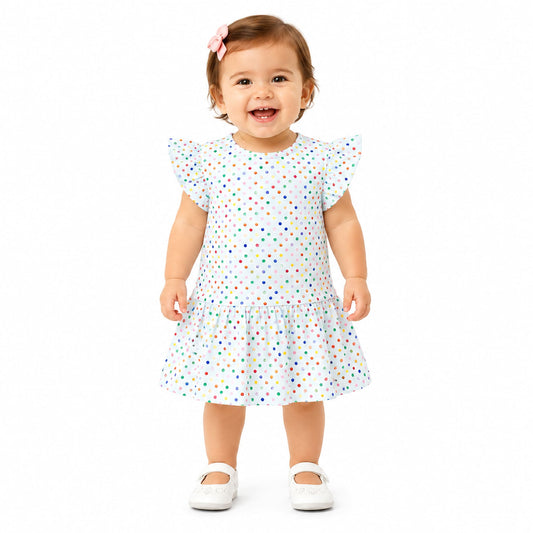 Milou Girls Flutter-Sleeve Polka Dot Dress - Milou - Care. The Swiss Way