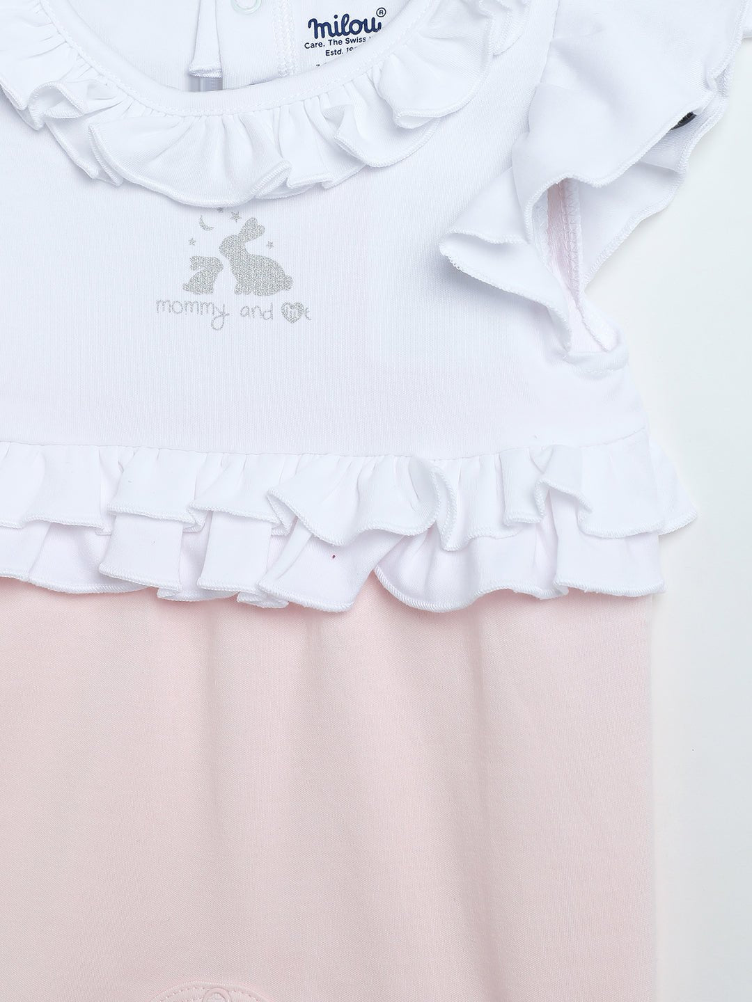 Milou Infant Girls Frill Sleeve Romper White & Pink - Milou - Care. The Swiss WayRomper
